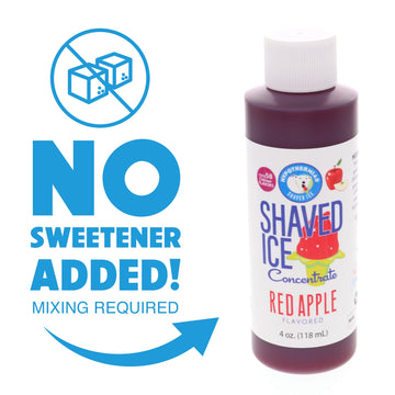 Hypothermias Shaved Ice Syrup Concentrate - Red Apple Flavor - 4 Fl Oz - Makes 1 Gallon - Unsweetened, Add Water and Sweetener