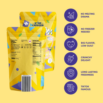 Star Candies Freeze Dried Ice Cream Vanilla | No Melting Freeze Dried Vanilla Ice Cream Candy | Crunchy & Delicious Camping Food