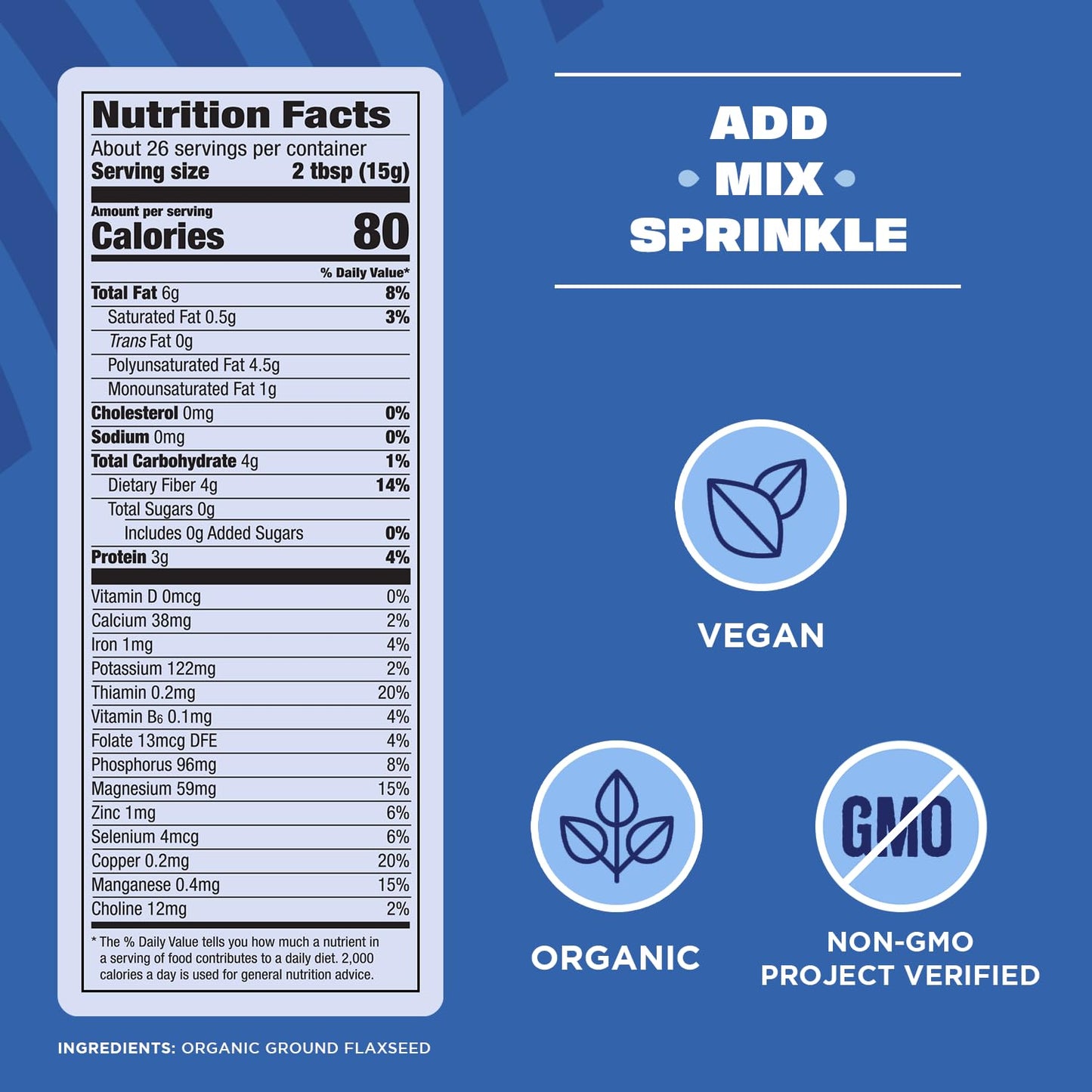 Manitoba Harvest Organic Ground Flaxseed, 3G Plant Based Protein And 4.5G Omegas 3 & 6 Per 15G Serving - Perfect For Smoothies,