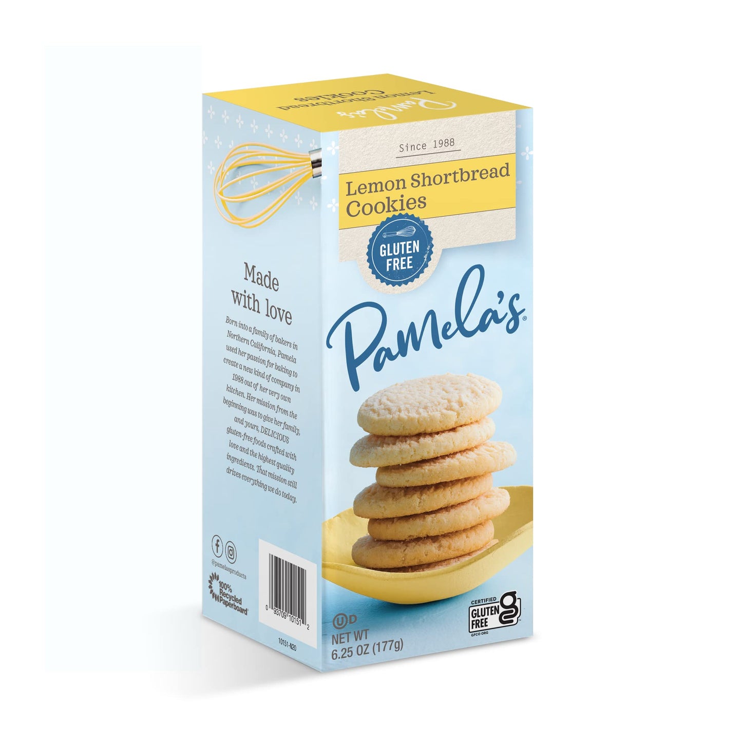 Pamela'S Products Lemon Shortbread Gluten Free Cookies,6.25 Ounce (Pack Of 6)