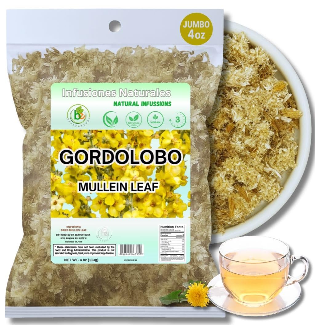 Gordolobo Herbal Tea - 4 Oz (113 G) - 100% Natural Loose Leaf Mullein Flower Tea - Vegan Non-Gmo Gluten-Free - Traditional Mexican Remedy - Calming & Soothing Herbal Infusion - By Bexpertsusa