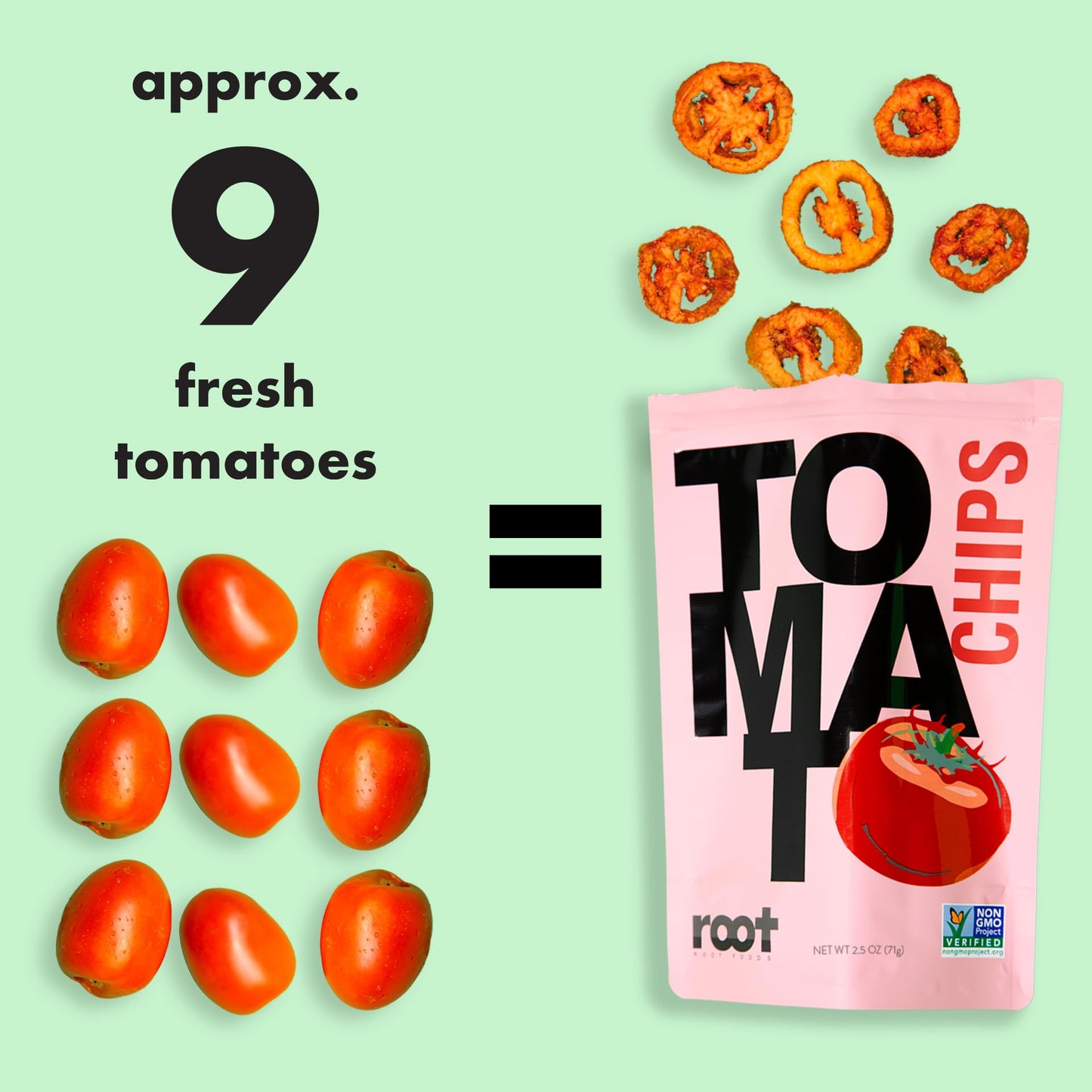Root Foods Tomato Chips - Non-GMO Vegetable Crisps, Vegan, Gluten Free, 2.5 oz (Pack of 6)
