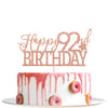 Rose Gold Glitter Happy 92nd Birthday Cake Topper - Hello 92 - Cheers to 92 Years Party Decoration