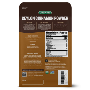 FGO Organic Ceylon Cinnamon Powder - 16oz Non-GMO Spice for Baking & Cooking, Additive Free