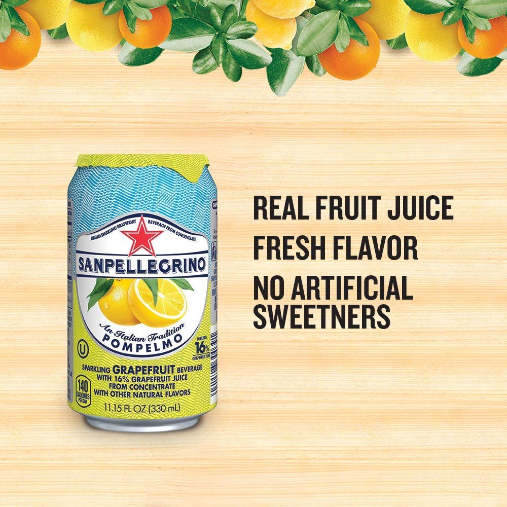 San Pellegrino Sparkling Drink Pompelmo, 24 Pack of 11.15 Fl Oz Cans, Yeller