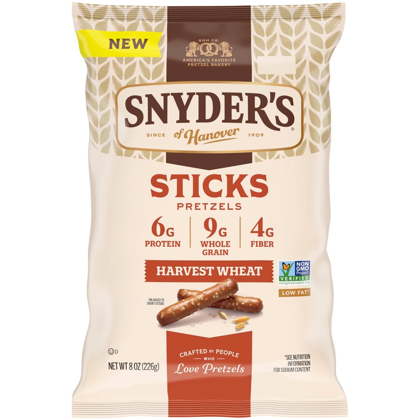 Snyders of Hanover Harvest Wheat Pretzels Sticks, 8 Oz Bag