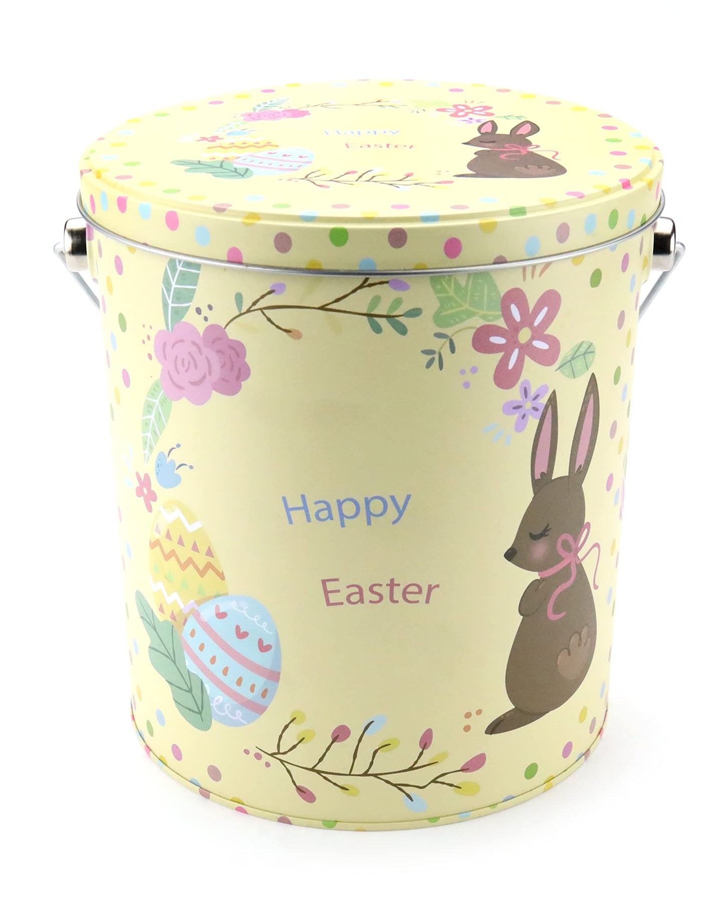 Easter Snack Yellow Tin (48 Count) Filled With Candy, Peelable Gummies,Bunny And More, Great Package For Family, Friends, Boys A