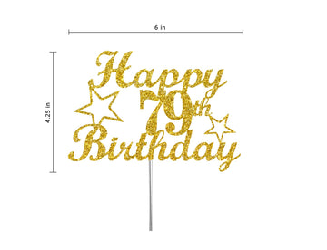 RokAPary 79 Birthday Cake Topper, Gold Glitter, Premium Acrylic, Sturdy Double-Sided, Model RCT217