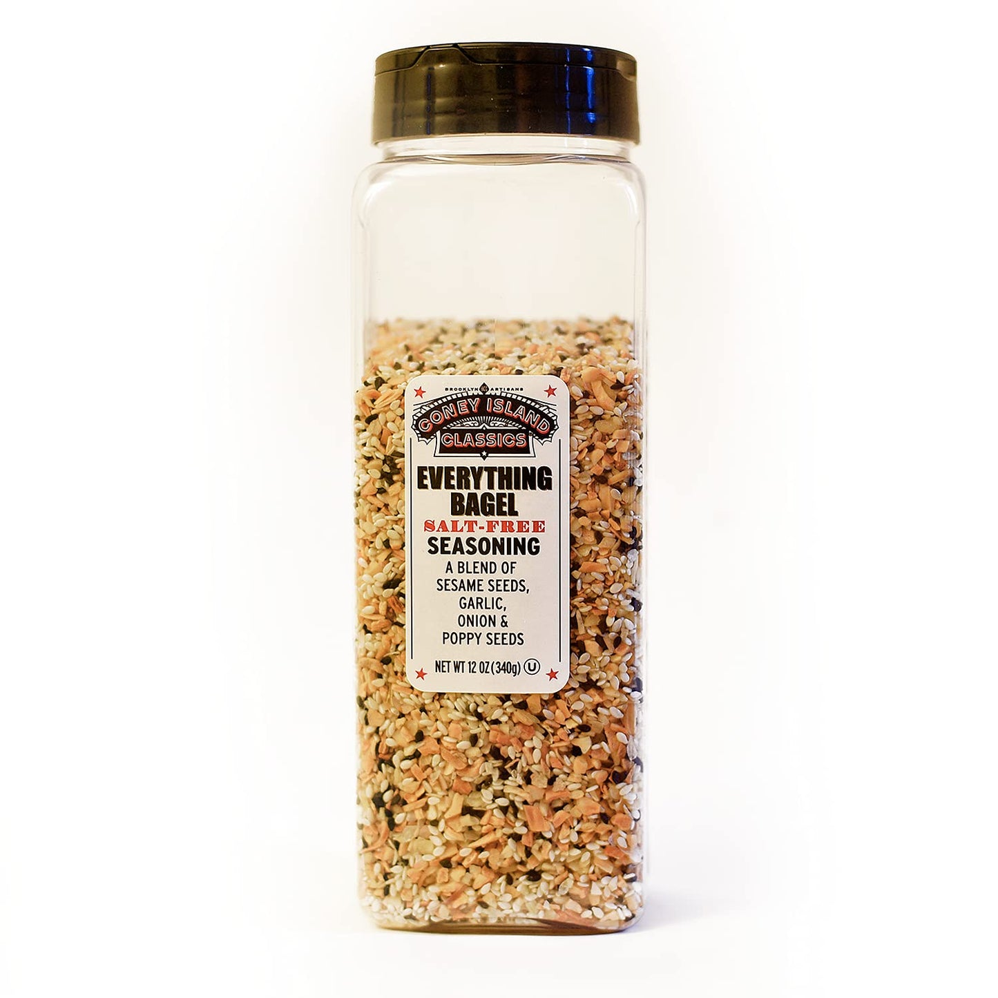 Everything Bagel Salt Free Seasoning Top-Grade Spice Blend With Sesame Seeds Onion Garlic And Poppy Seed Bulk Shaker Gluten Free Keto And Paleo 12 Oz (Container Style Might Vary)