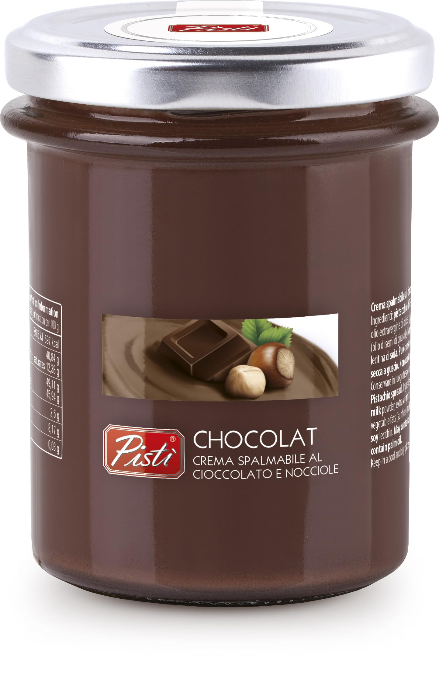 Pisti Chocolate And Hazelnut Spread – Enhanced Italian Chocolate Cream, Gluten-Free, No Palm Oil, 200G (7.05 Oz)
