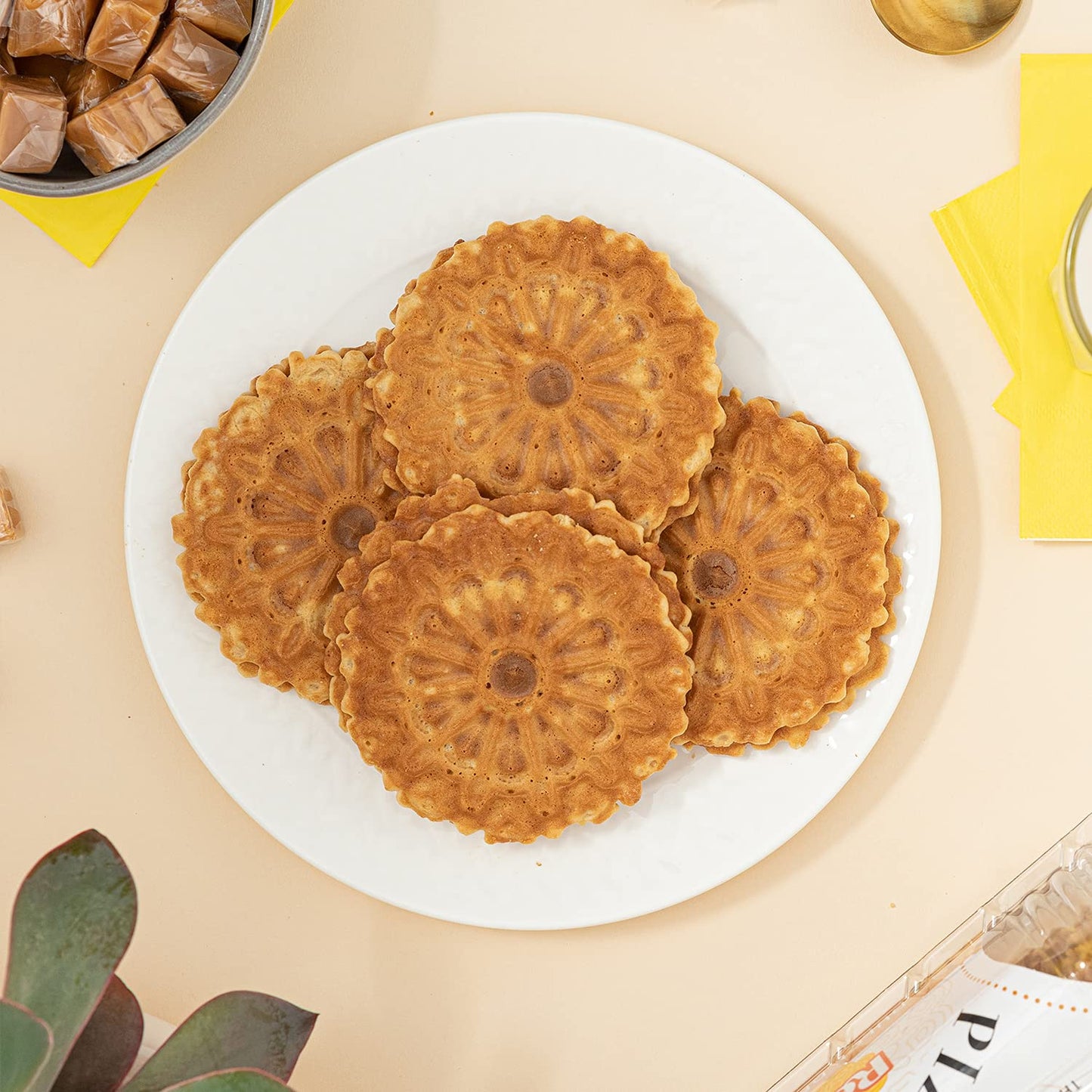 Reko Pizzelle Authentic Italian Style Waffle Cookie, Dulce De Leche, 7 Ounce (Pack Of 1)