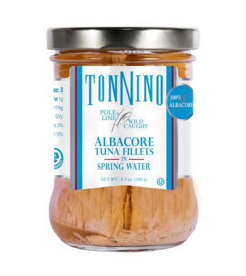 Tonnino Tuna Fish Albacore - Spring Water - Pack of 6 - Alternative to Salmon - Protein Snacks - Ready to Eat Meals