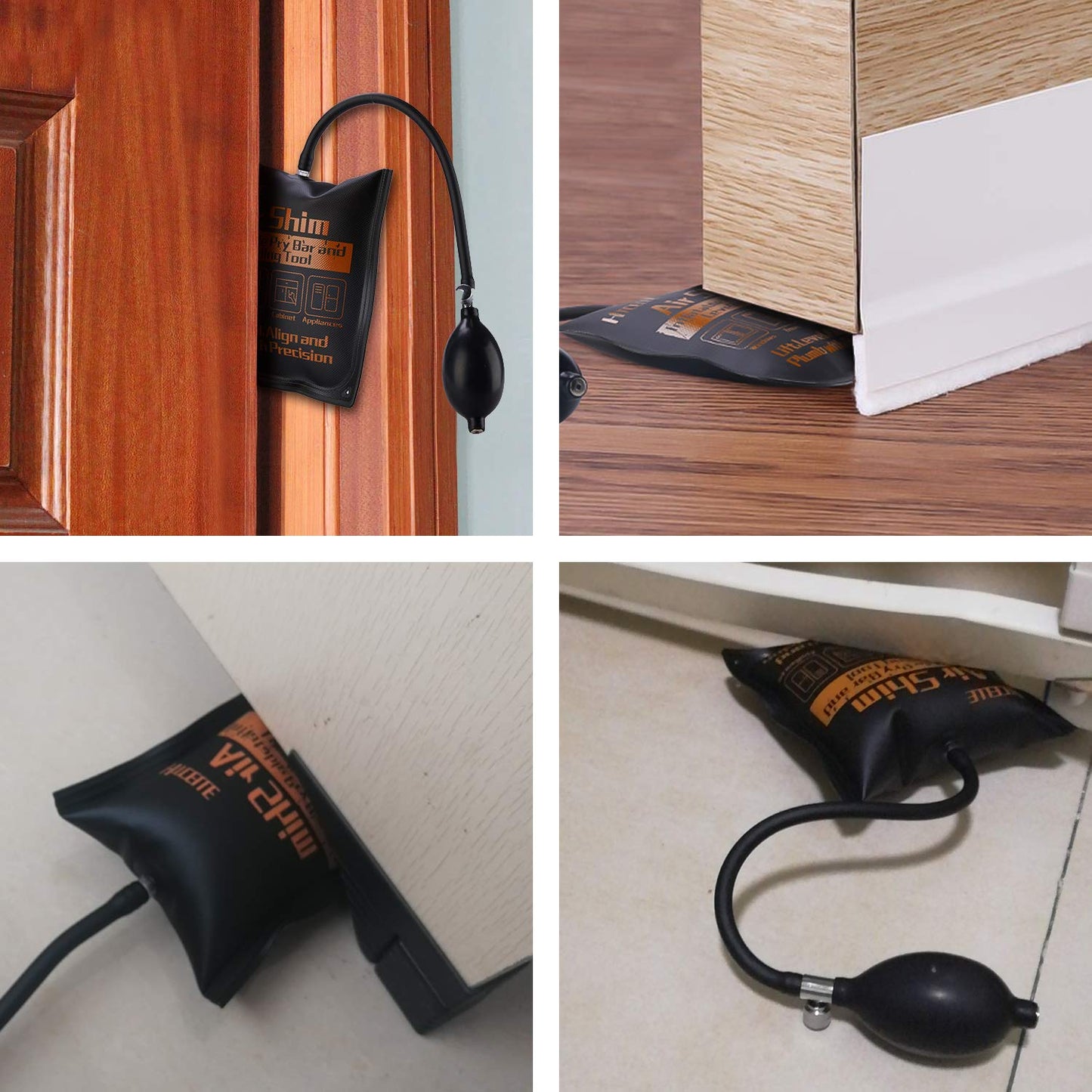 Air Wedge Bag, Htcelle 3 Piece Strong Commercial Grade Air Bag Pump Professional Leveling Kit Alignment Tool Inflatable Shim Bag