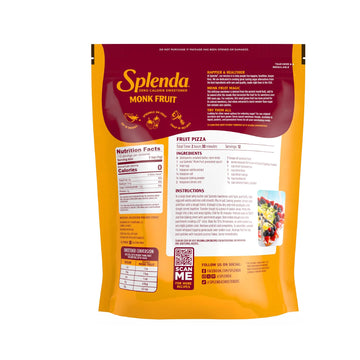 Splenda Monk Fruit Zero Calorie Plant Based Granulated Sweetener, No Erythritol, Sugar Substitute, 3.8 Oz (Pack of 1)
