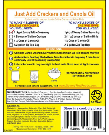 Savory Saltine Seasoning, 1.4 Ounce, Sweet Bar-B-Q, 1 Pack
