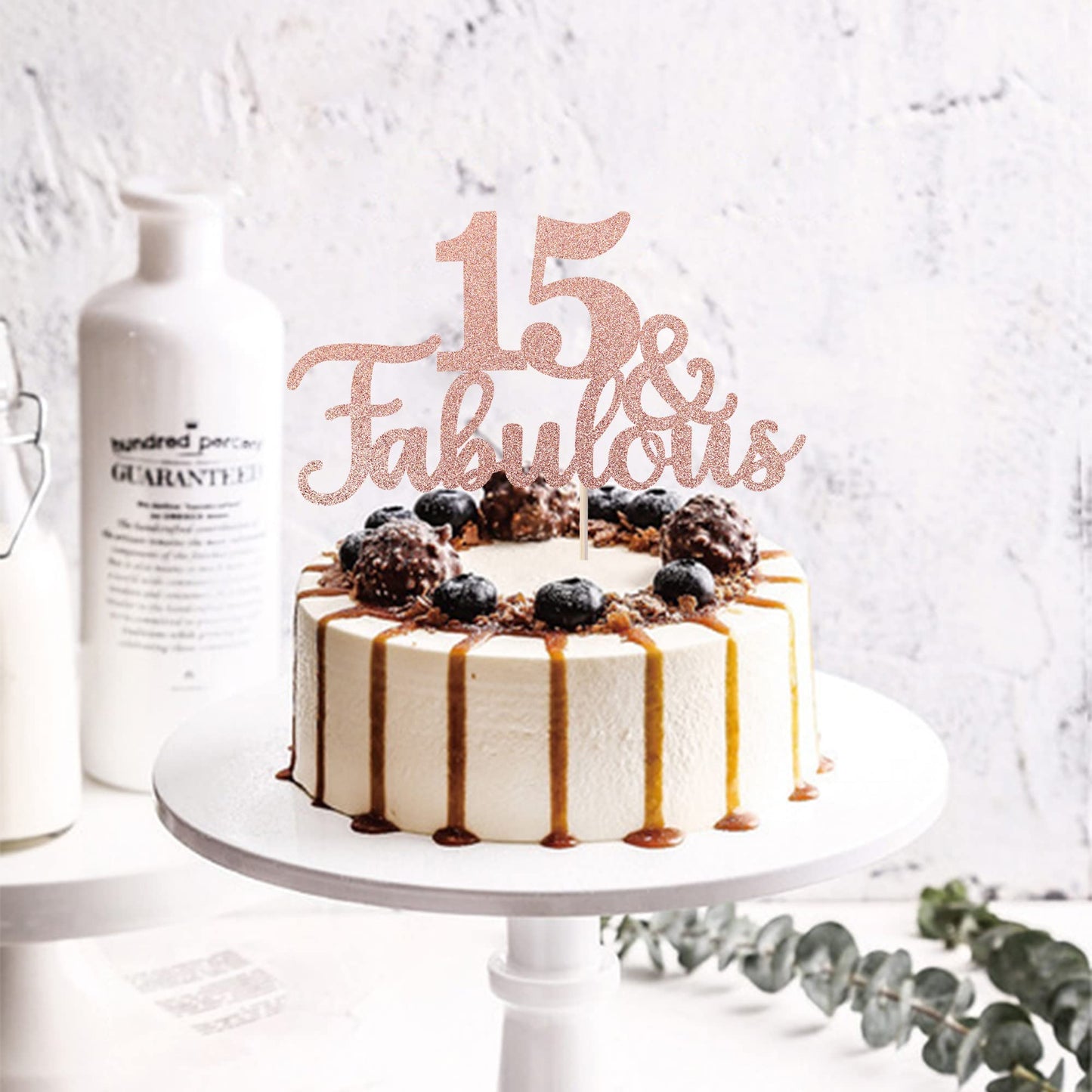1 Pcs 15 & Fabulous Cake Topper Glitter Fifteen And Fabulous Cake Toppers Happy 15Th Birthday Cake Pick For 15Th Wedding Anniver