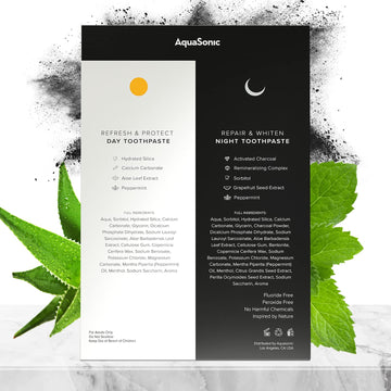 Aquasonic Complete Care Toothpaste - Refresh & Protect Day Toothpaste - Repair & Whiten Night Toothpaste - Flouride Free Natural