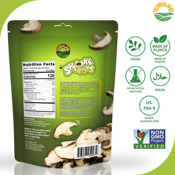 Terraland Shiitake Chips - Wasabi, Crispy & Crunch Mushroom Snack, Non Gmo, Idea As A Standalone Snack, Topping For Salads And S