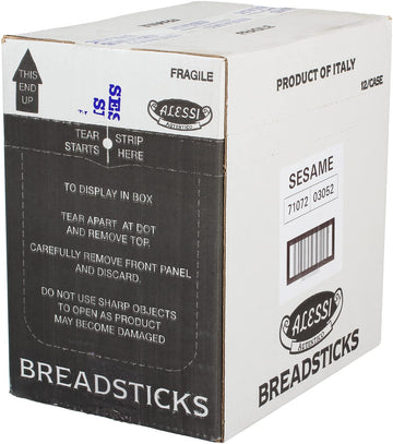 Alessi Imported Breadsticks, Sesame Autentico Italian Crispy Bread Sticks, Low Fat Made With Extra Virgin Olive Oil, 4.4Oz (Sesame, 4.4 Ounce (Pack Of 12))