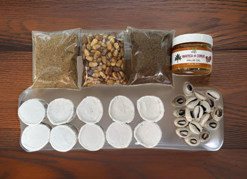 Generic Cascarilla 10 Pack, Manteca De Corojo 2 Oz, Maiz Tostado, Jutia Y Pescado Ahumado 2 Onzas Cada Uno Y Cowrie Shells Set O