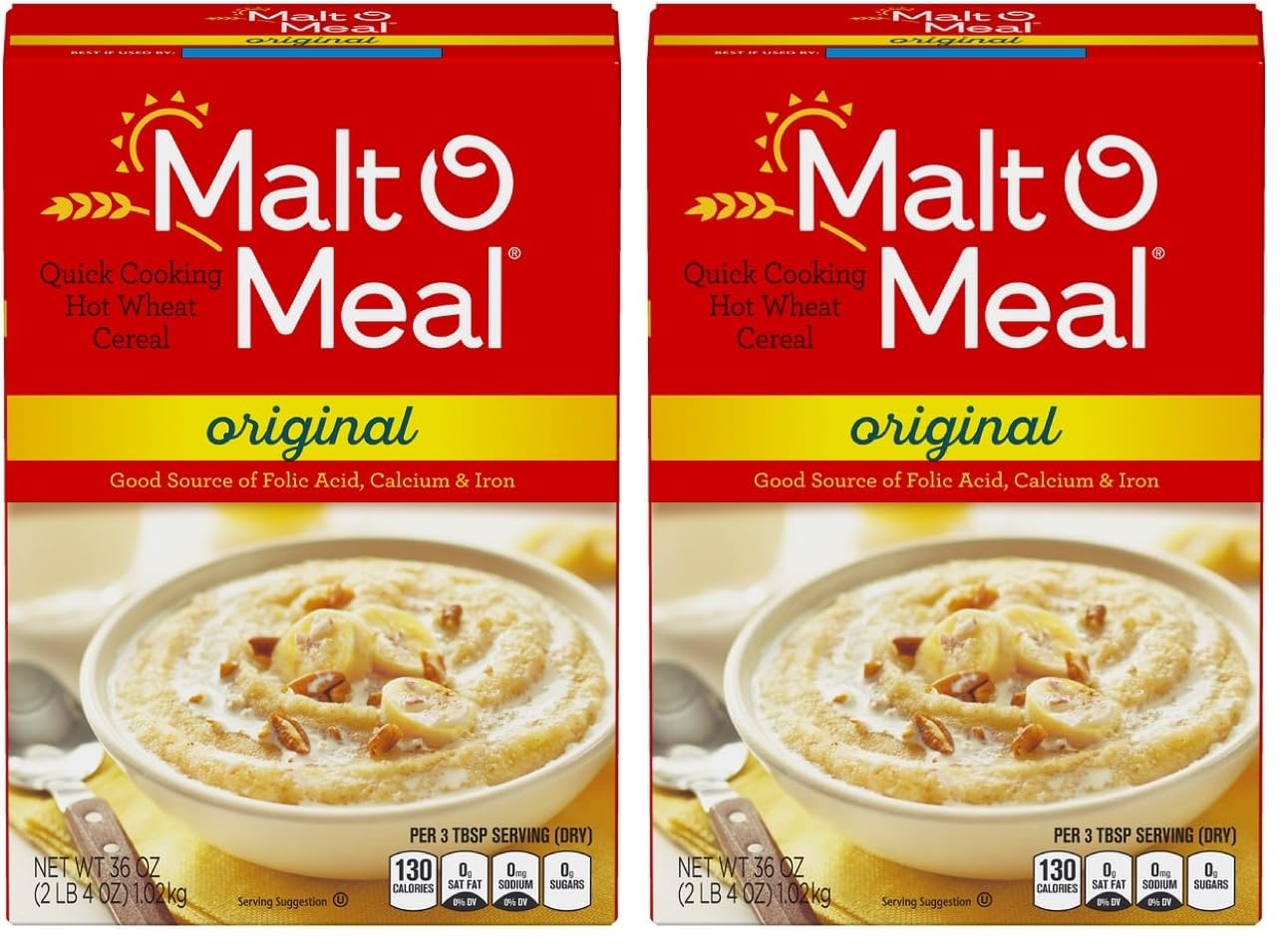 Post Malt-O-Meal Hot Cereal, Original Flavor, Quick Cooking, 36 Ounce (Pack of 2)