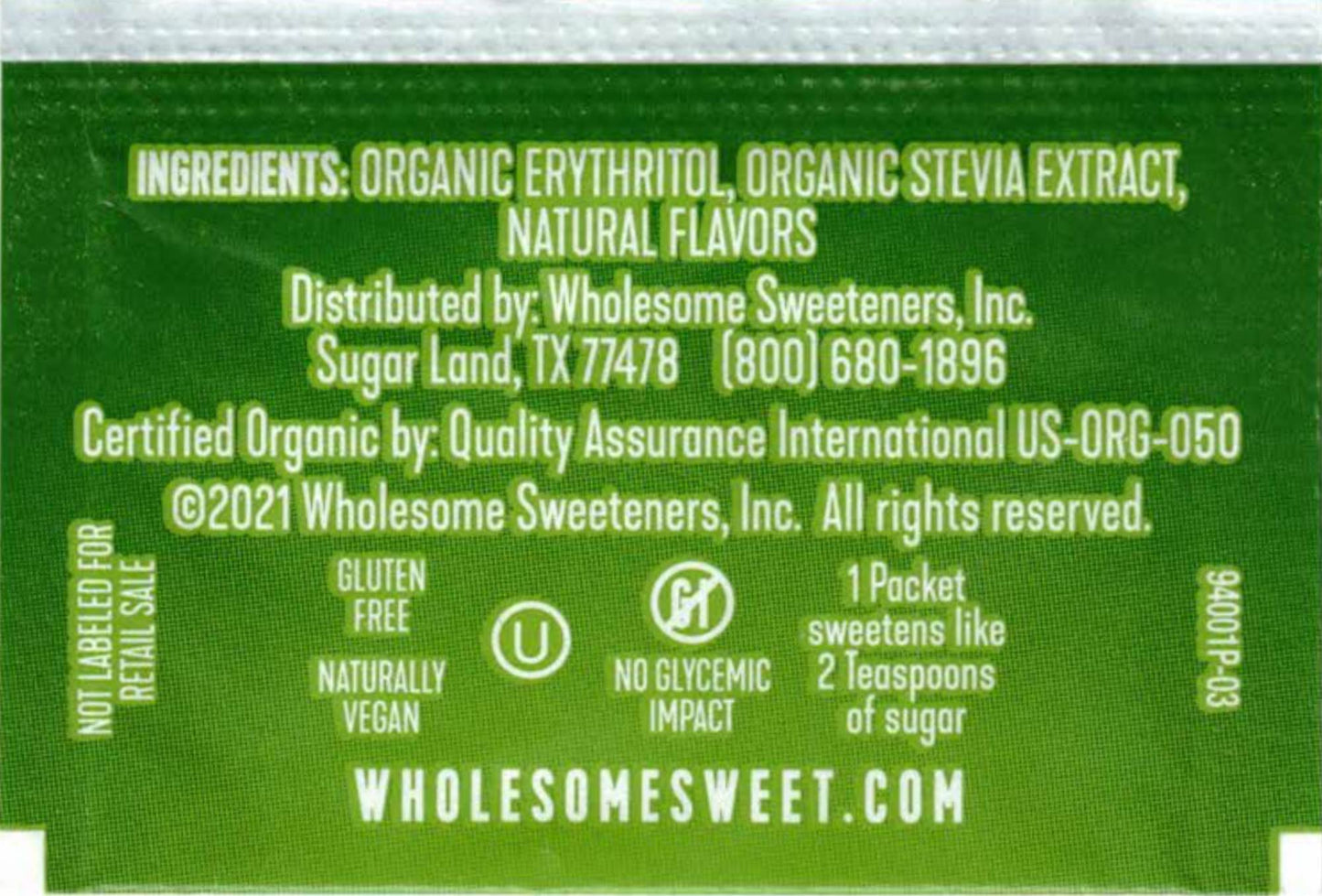 Wholesome Sweeteners Sweetener Stevia Packets 1000 Pc, 1000 Ct