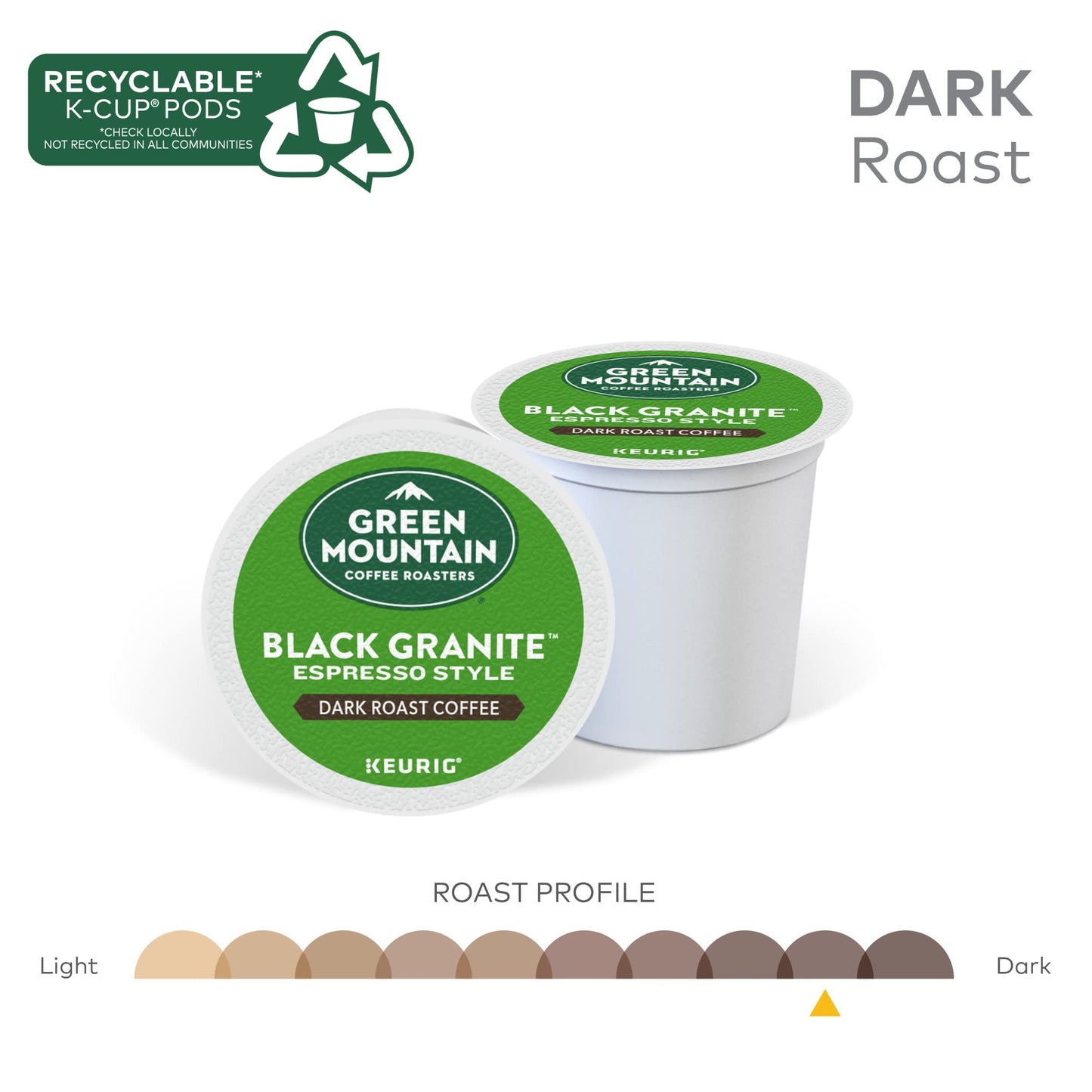 Green Mountain Coffee Roasters K-Cup Pods, Espresso Style Dark Roast, 72 Count, Single Serve, Green