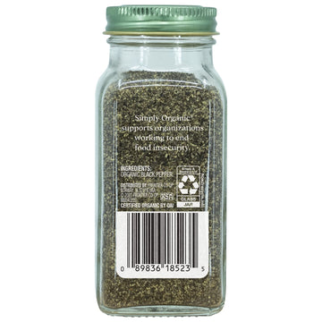 Simply Organic Black Pepper, Medium Grind, Certified Organic | 2.31 Oz | Piper Nigrum L.