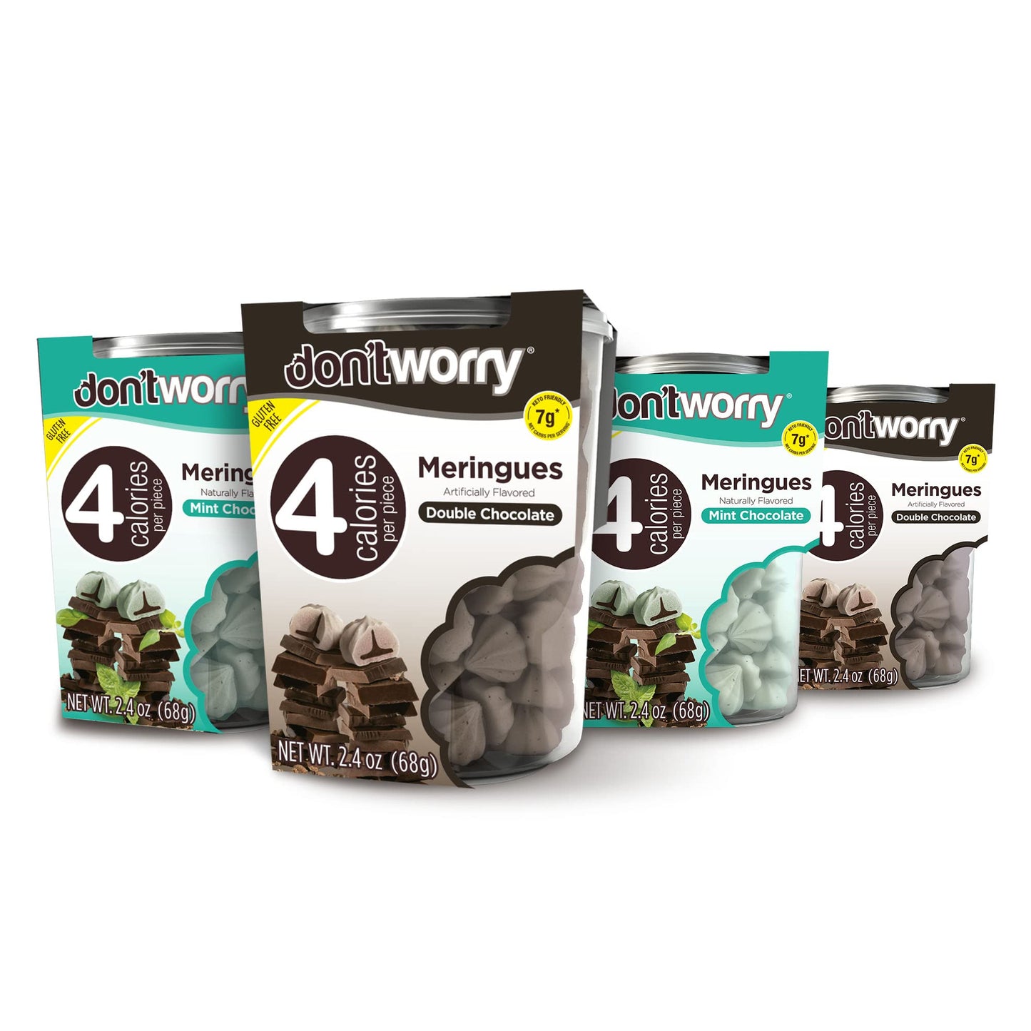 Don'T Worry Meringue Cookies Keto Friendly - Chocolate Filled & Mint Healthy Candy, Only 4 Calories Per Piece!, Gluten Free Snac