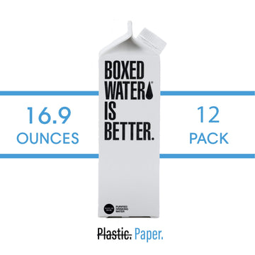 Boxed Water 16.9 Oz. (12 Pack) - Purified Drinking Water In 92% Plant- Based Boxes - 100% Recyclable, Bpa-Free, Refillable/Reusa