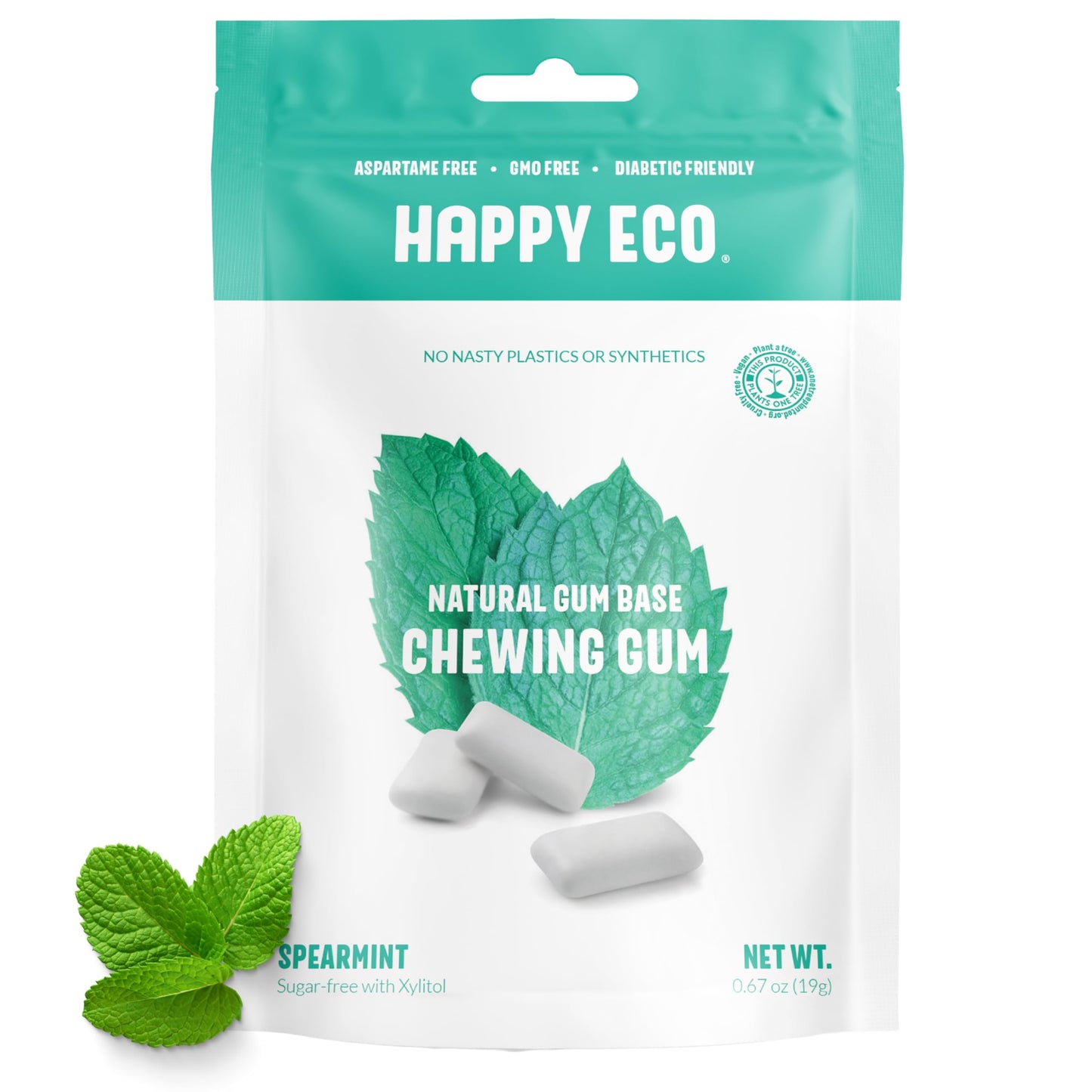 Sugar Free Natural Chewing Gum (84 Pcs) - Xylitol Gum With Stevia - Aspartame Free - All Natural Gum - Vegan, Gluten Free Keto - Spearmint