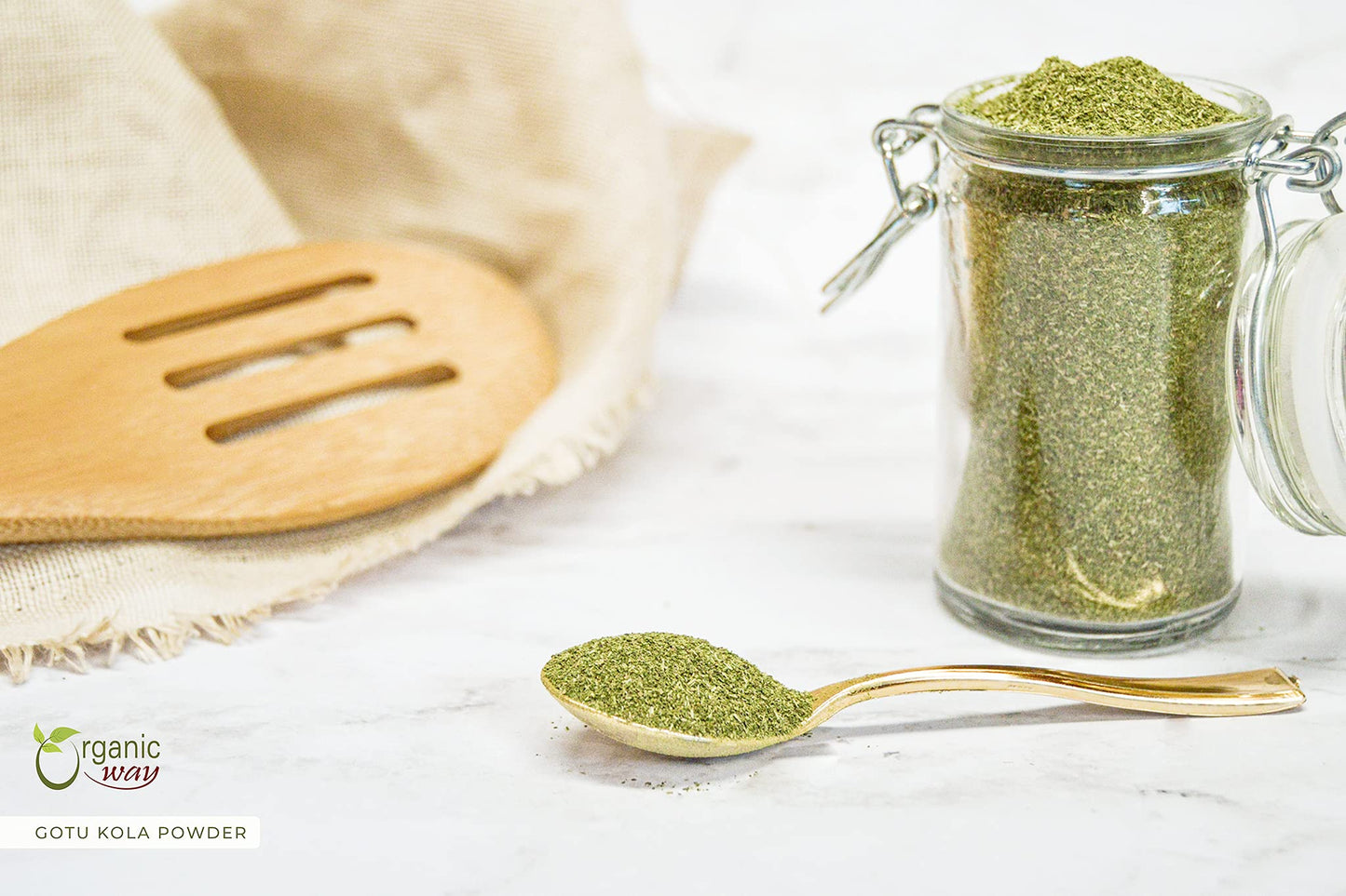 Organic Way Gotu Kola Powder (Centella asiatica) - Kosher & USDA Certified | Vegan, Non-GMO & Gluten Free | Tested for Heavy Met