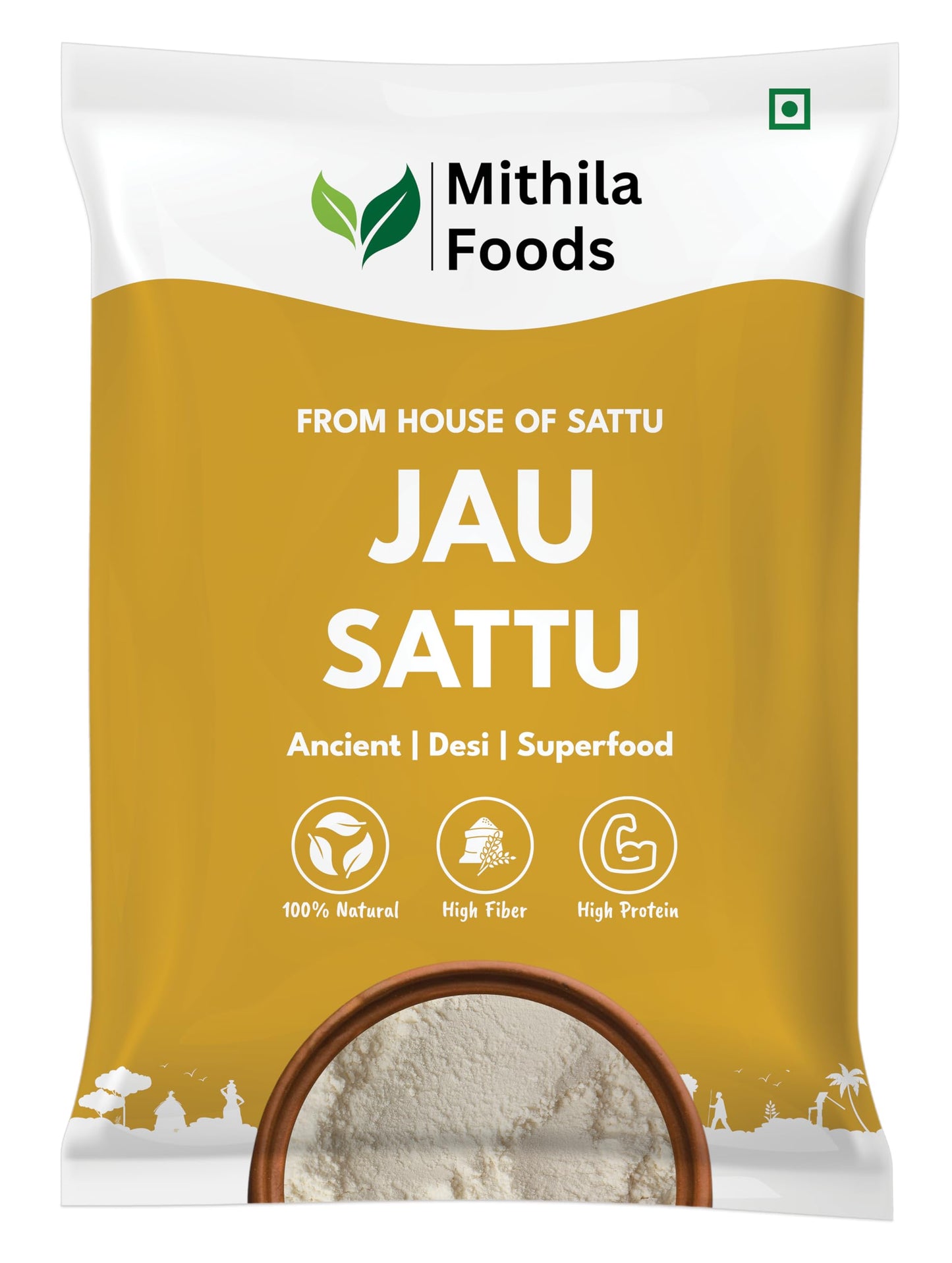 Mithila Foods 500g Jau Sattu High-Fiber Barley Sattu Protein-Rich Energy Drink Low GI Superfood Roasted & Pure Natural & Wholeso
