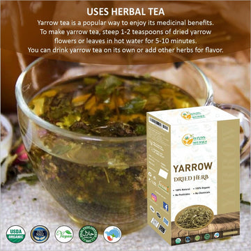 Herbs Botanica Yarrow Herb Dried For Tea, Achillea Millefolium Loose Leaf & Flower For Tincture, Skincare Organic Resealable Dou
