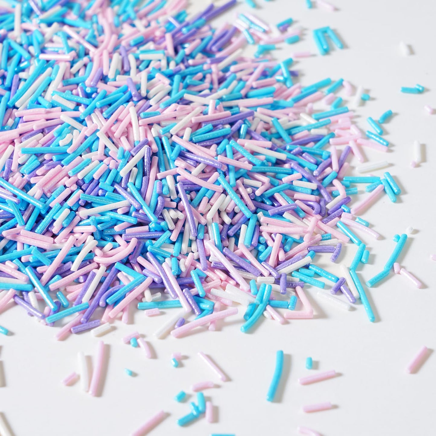 Edible Pastel Sprinkles For Cake Decorating Jimmies Sprinkles White Purple Pink Blue Sprinkle For Cupcakes Cookies Chocolate Candy And Ice Cream Topping(120G/4.23Oz)