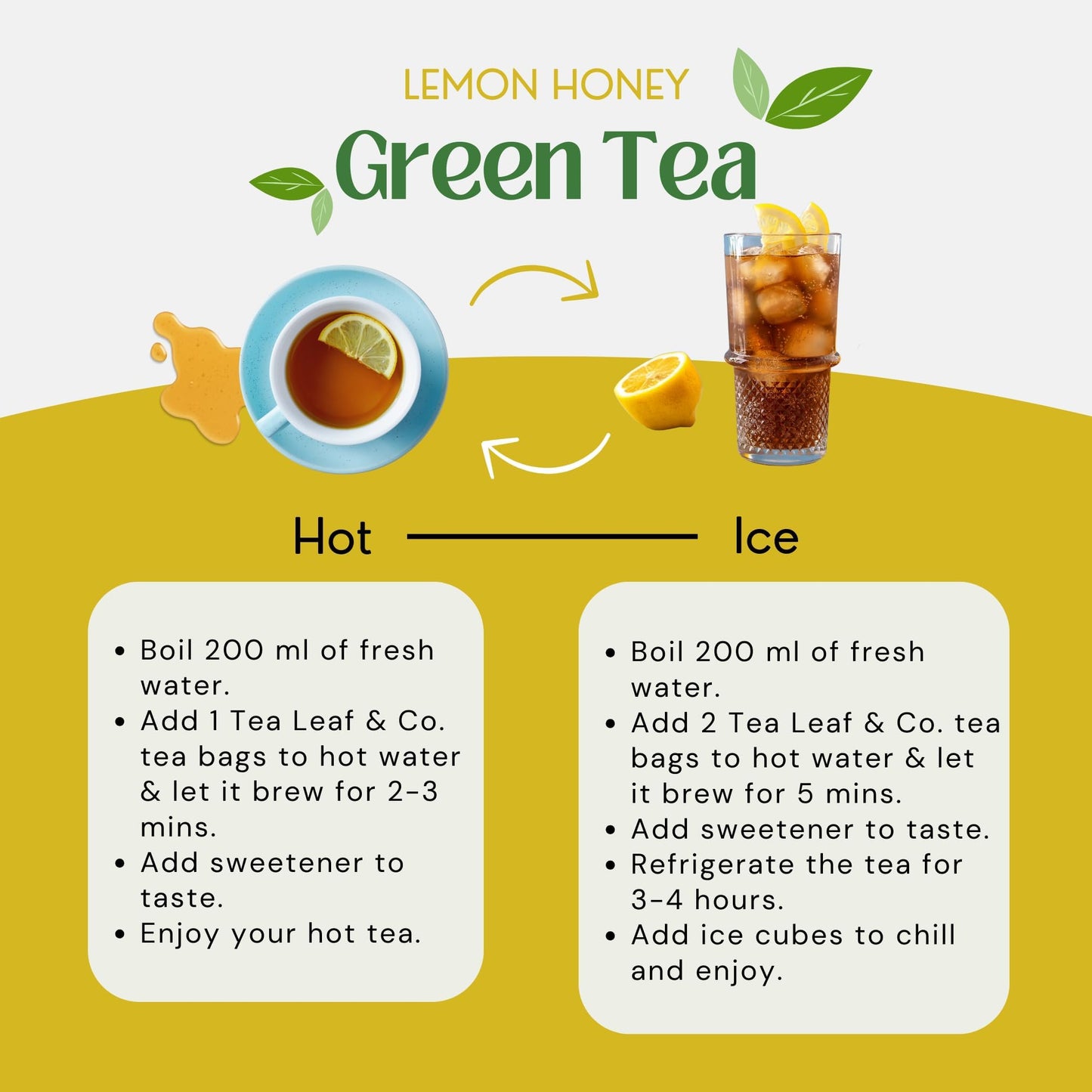Tea Leaf & Co. Organic Green Tea Bags - Honey Lemon with Fresh Herbs - 100 Teabags (7.055oz/200gm)