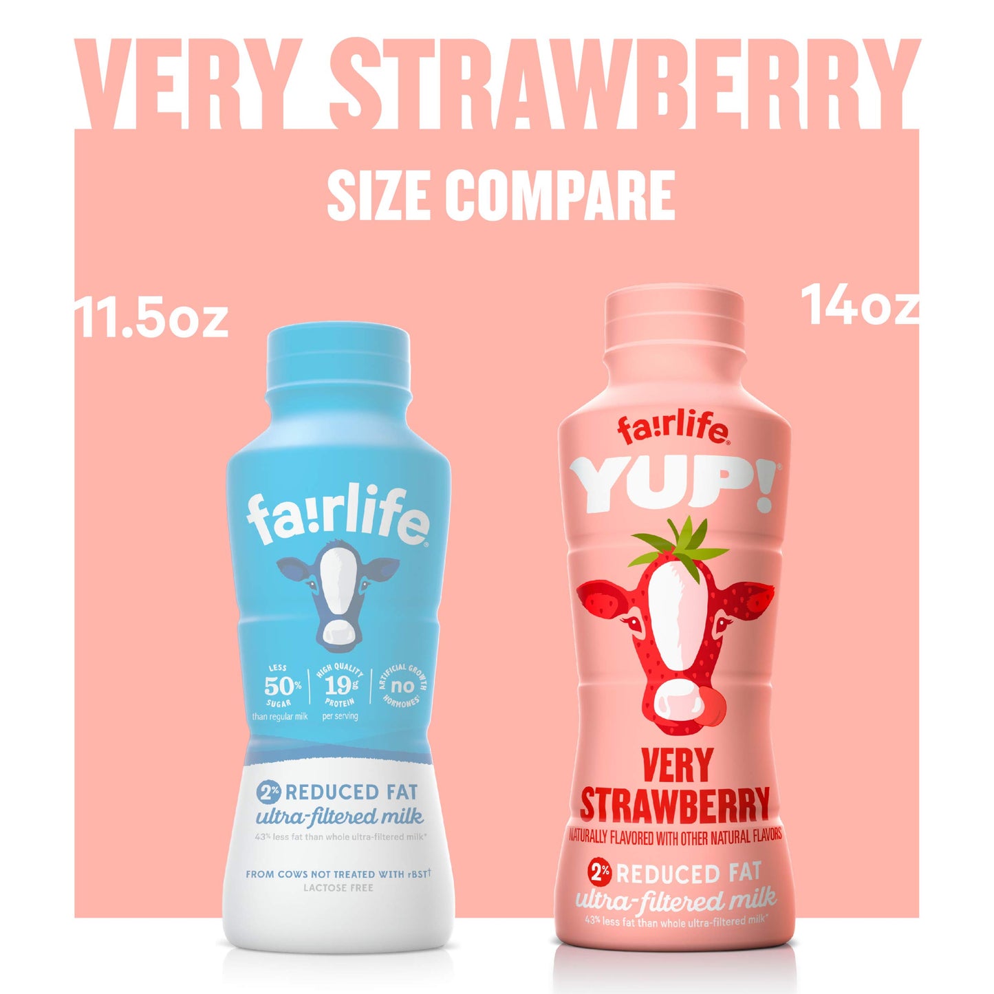 fairlife YUP! Low Fat, Ultra-Filtered Milk, Very Strawberry Flavor, All Natural Flavors (Packaging May Vary), 14 Fl Oz (Pac-k of