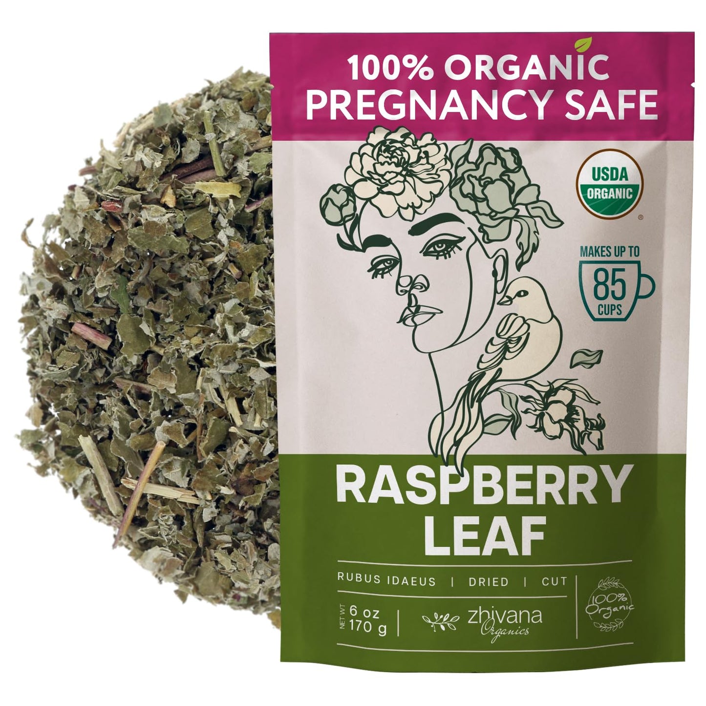 Organic Red Raspberry Leaf Tea - Wild Raspberry Tea For For Maternity Use Healthy Cycle Menstrual Cramps - 6Oz