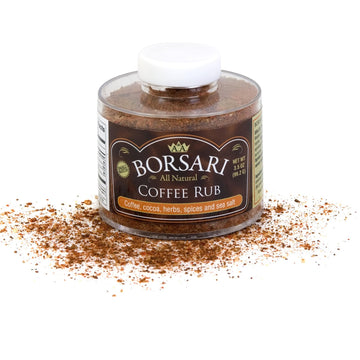 Borsari Coffee Seasoning Rub - Gourmet Seasoning Rub with Coffee and Cocoa - Gluten Free All Natural Multi-Purpose Seasoning For