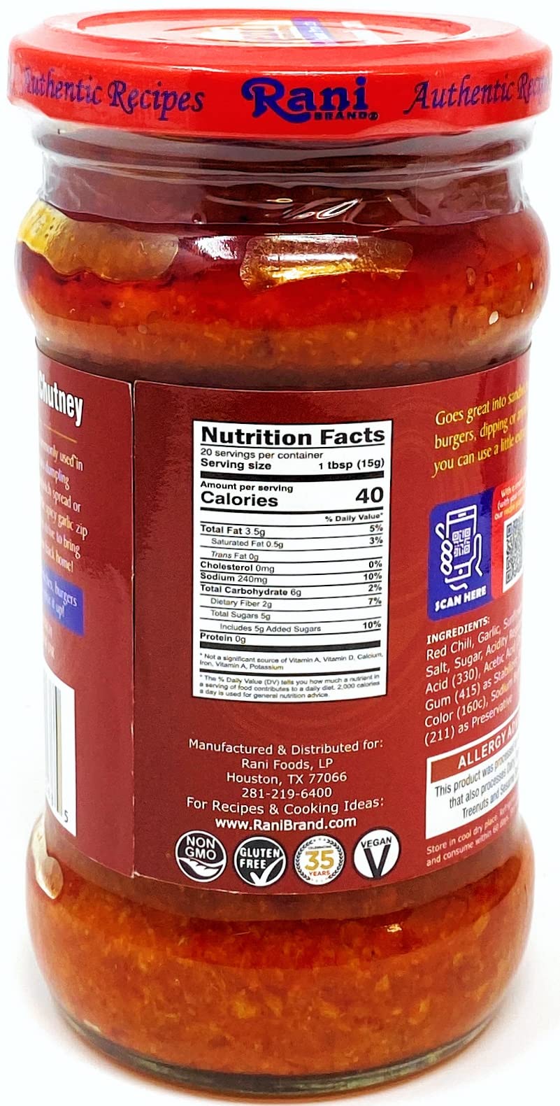 Rani Vada Pav Garlic Chutney 10.5Oz (300G) Glass Jar, Ready To Eat, Pack Of 5+1 Free ~ Vegan | Gluten Free | Non-Gmo | Indian Or