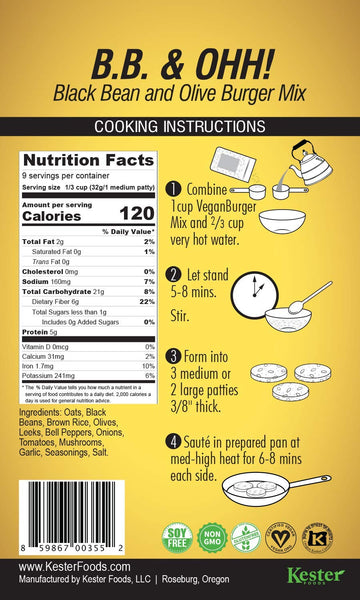 Vegan Burger by B.B. & Ohh! - 9 Patties, 10.2 Ounce, Plant-Based, Meat Alternative