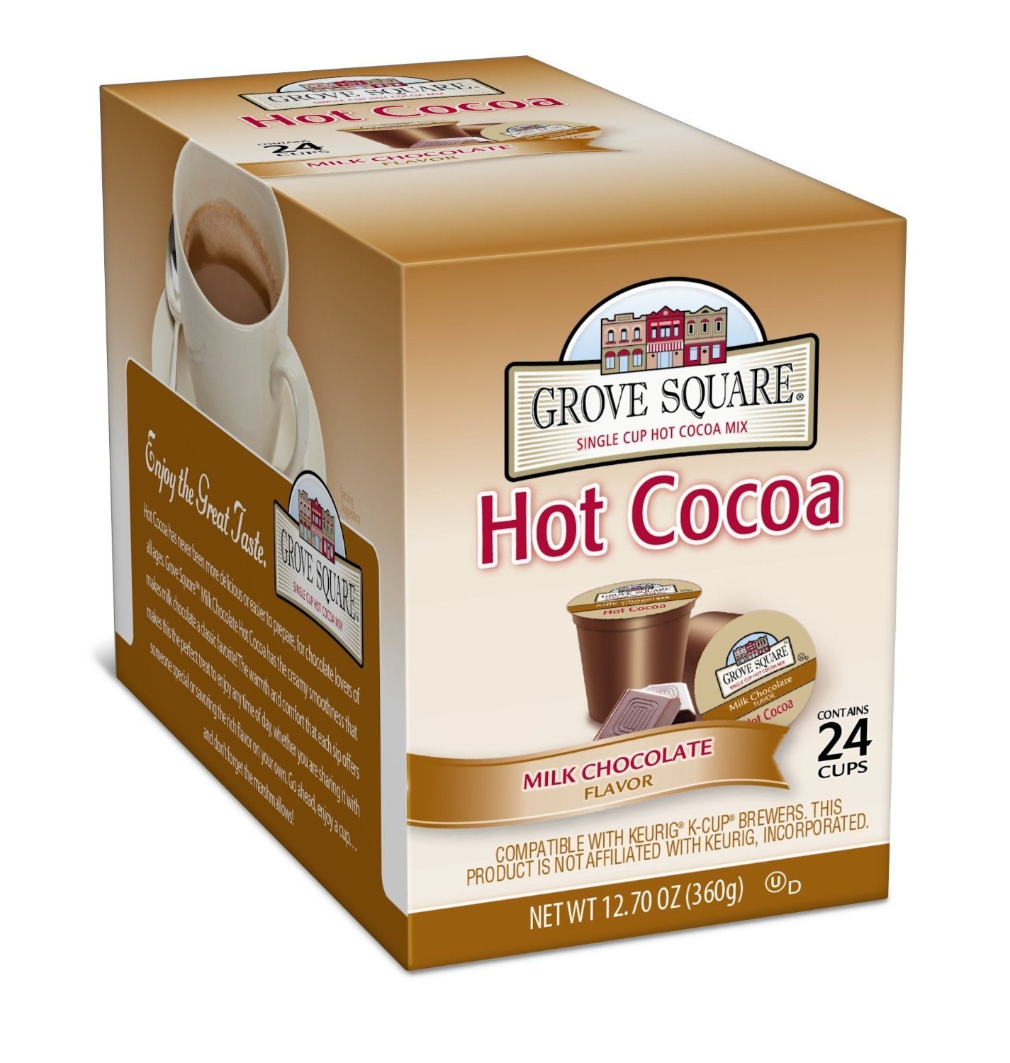 Grove Square Hot Cocoa Cups Milk Chocolate Single Serve Cup For Keurig K-Cup Beverage Makers 24-Count (Pack Of 2)