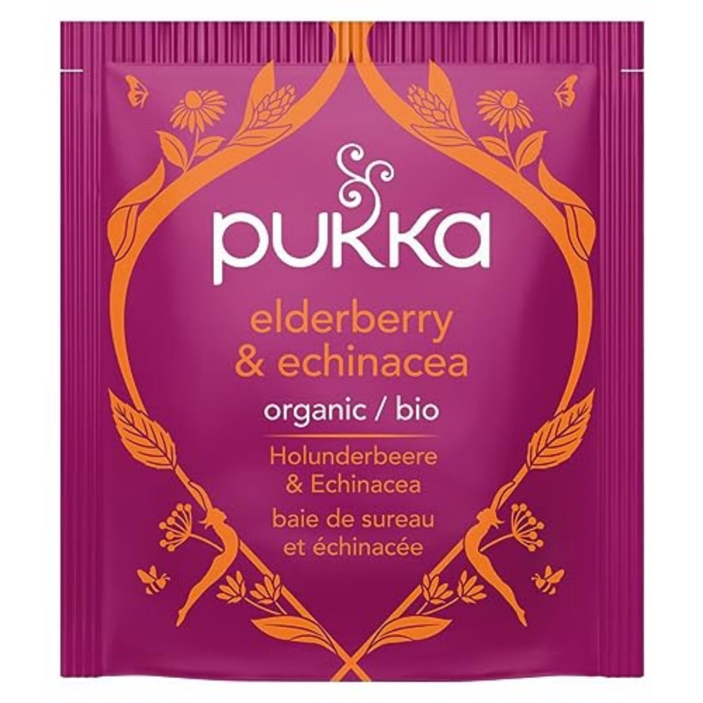 Pukka Organic Herbal Tea - Elderberry & Echinacea, Caffeine Free, 80 Tea Bags (20ct - Pack of 4)