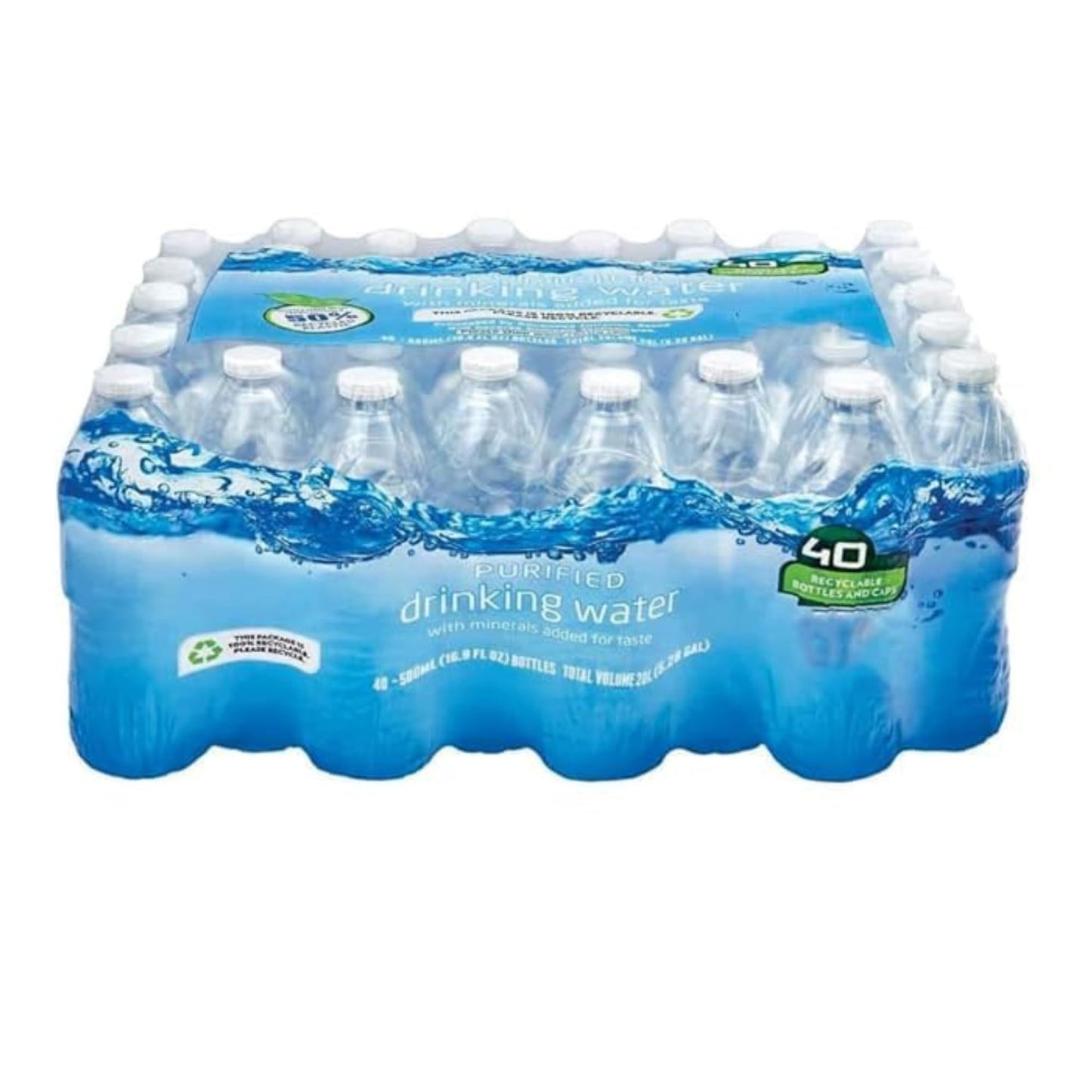 Generic Purified Bottled Water 16 oz - 40-Pack, Portable for Home, Travel & Office, Ideal for Hydration & Emergency Use
