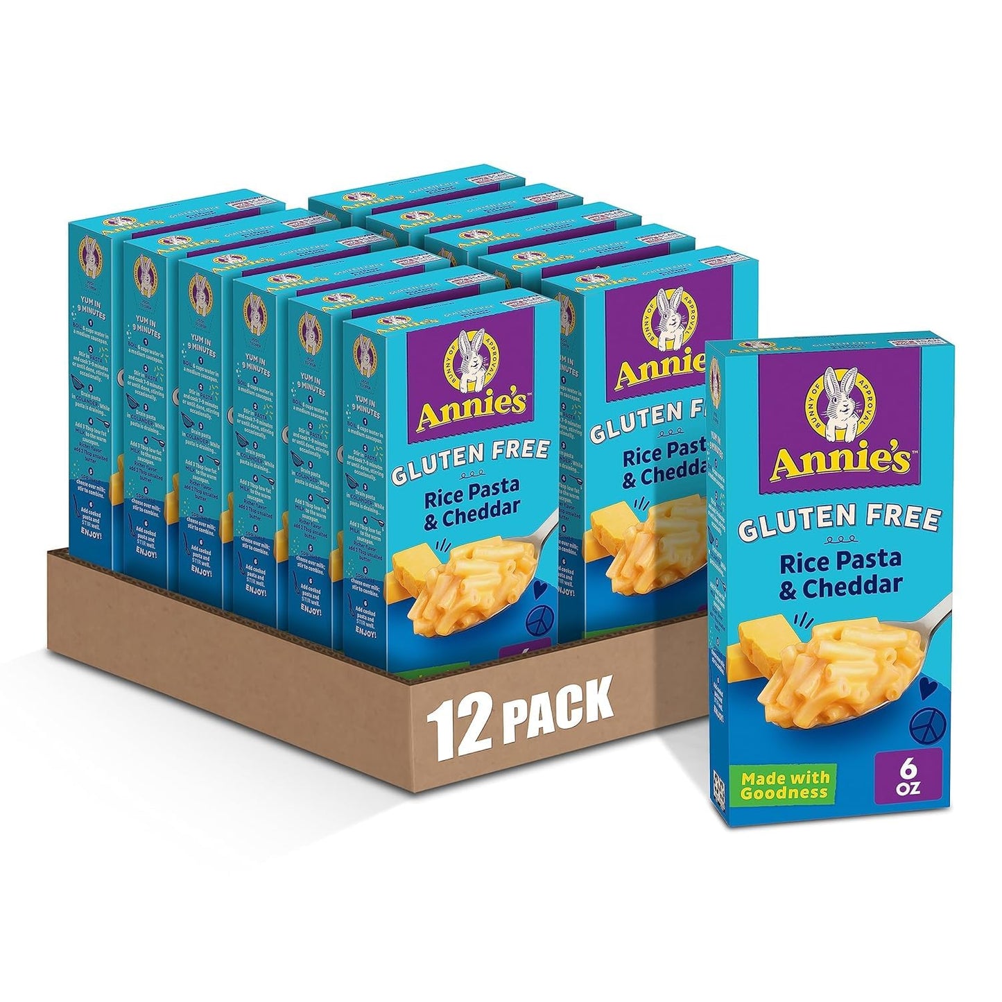 Annie s Gluten Free Macaroni and Cheese, Rice Pasta and Cheddar, 6 oz (Pack of 12)