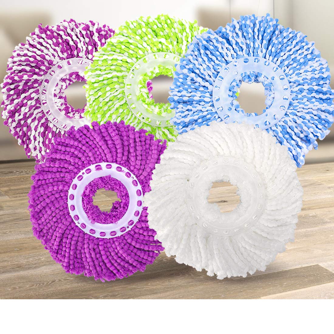 5 Replacement Mop Micro Head Refill For 360 Spin Magic Mop-Microfiber Replacement Mop Head-Round Shape Standard Size