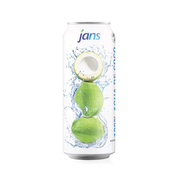 Jans 100% Pure Coconut Water with Coconut Pulp, Unsweetened, Non-GMO, 16.57 fl oz (Pack of 12) - Refreshing Taste of the Tropics