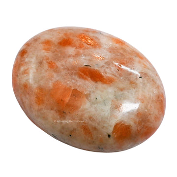 Amazing Gemstone Sunstone Palm Stone - Hot Massage Worry Stone For Natural Body Chakra Balancing, Reiki Healing And Crystal Grid