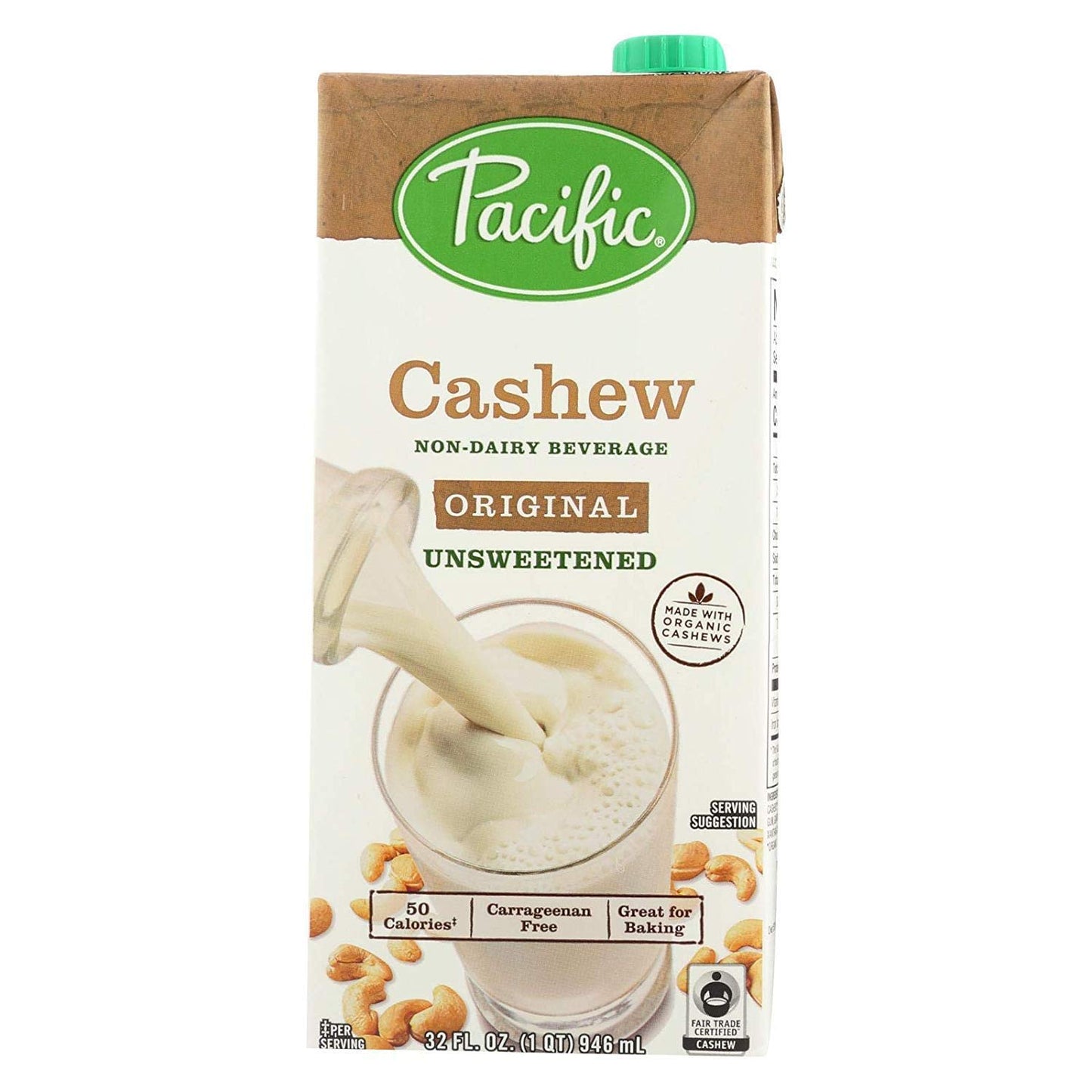 Pacific Foods, Cashew Beverage Original Unsweetened Organic, 32 Fl Oz