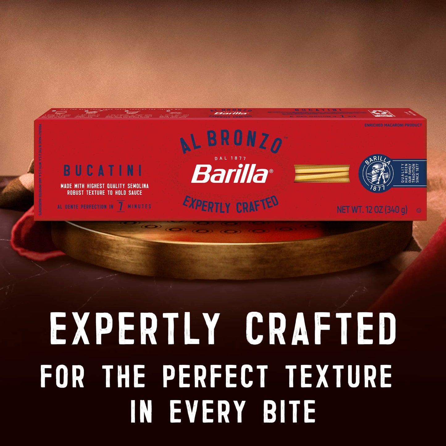 Barilla Al Bronzo Bucatini Pasta 12 Oz. (Pack Of 20), Bronze Cut Pasta Created From A Reserve Batch Durum Wheat, Non-Gmo, Kosher